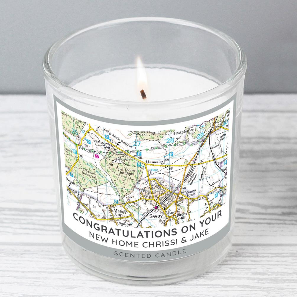Personalised Present Day Map Compass Scented Jar Candle Extra Image 3